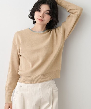 【洗える】カシミヤブレンドスウェットライクニット