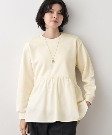 【体型カバー/洗える】ペプラムスウェット