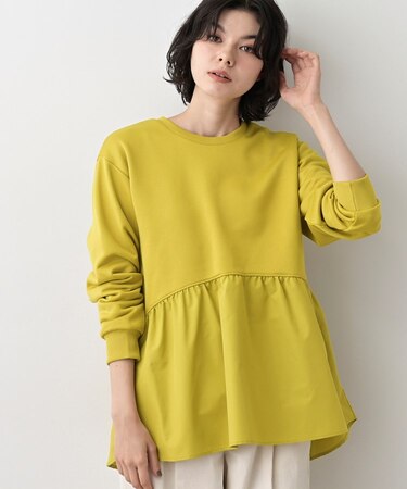 【体型カバー/洗える】ペプラムスウェット