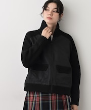 【洗える】異素材ミックスジップブルゾン
