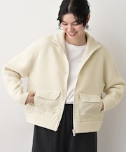 【洗える】異素材ミックスジップブルゾン