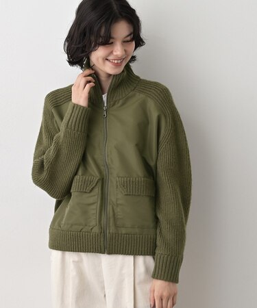 【洗える】異素材ミックスジップブルゾン