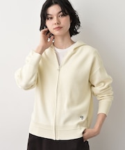 【キレイ見え／洗える】ジャカード編みフードジップ
