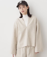 【セットアップ可/洗える】Vネックメルトンジャージ