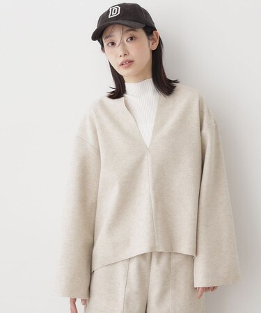 【セットアップ可/洗える】Vネックメルトンジャージ