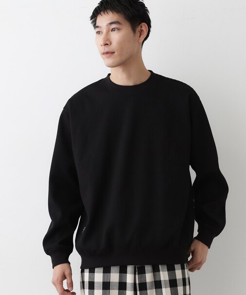 【洗える】ソロテックスワッフルクルーネック