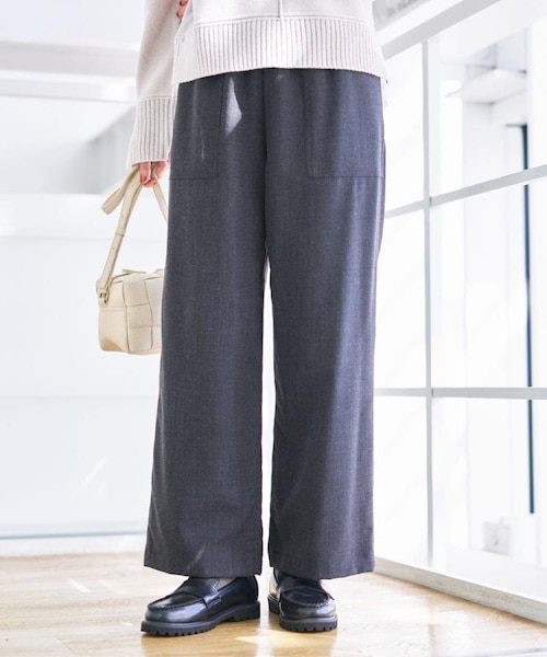 裏地付き/洗える】コンフォートワイドパンツ｜デッサンの通販｜&mall