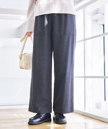 【裏地付き/洗える】コンフォートワイドパンツ