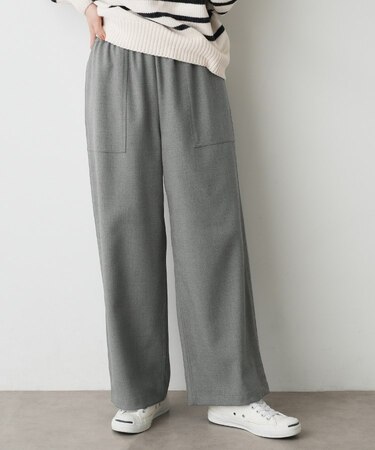 【裏地付き/洗える】コンフォートワイドパンツ