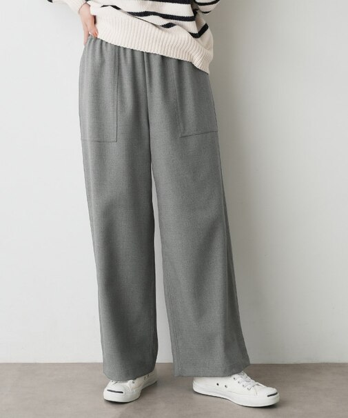 【裏地付き/洗える】コンフォートワイドパンツ