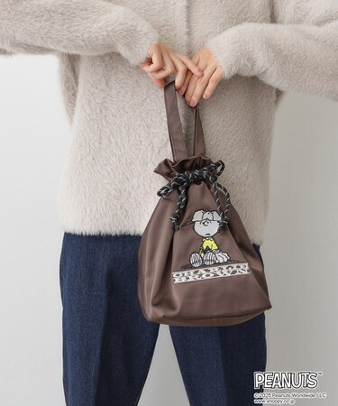 PEANUTSサテン巾着トートBAG