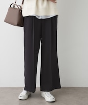 【洗える】マットドレープニーハイフレアパンツ