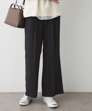 【洗える】マットドレープニーハイフレアパンツ