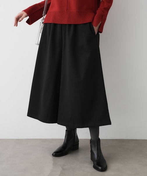 【ウエストゴム/洗える】起毛フレアシルエットパンツ