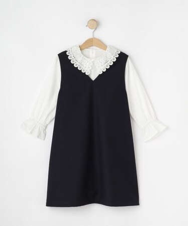 【2点セット/セレモニー】レースカラーブラウスセットアップワンピース