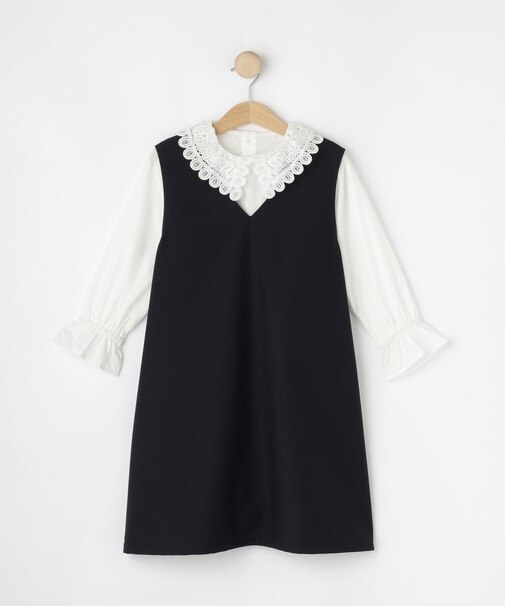 【2点セット/セレモニー】レースカラーブラウスセットアップワンピース