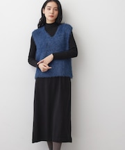 【2点セット・洗える】シャギーベストニットワンピース