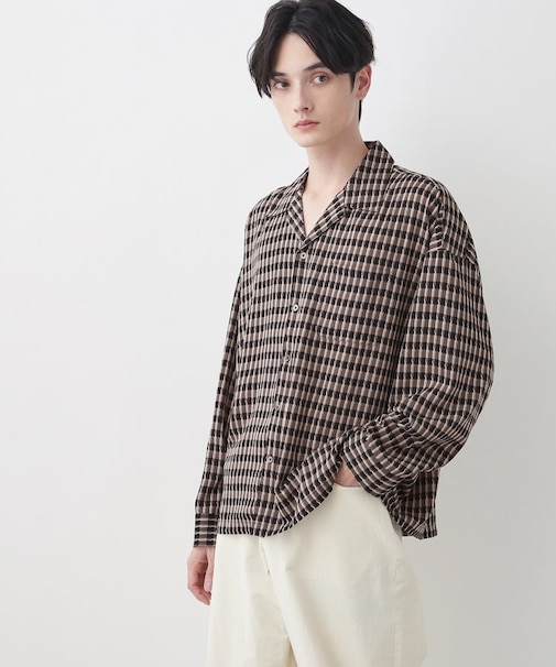 バイカラーチェックシャツ