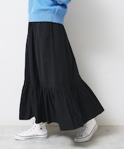 【ウエストゴム/洗える】コットンフレアスカート