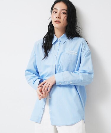 【洗える】刺繍ロゴ入りオーバーシャツ