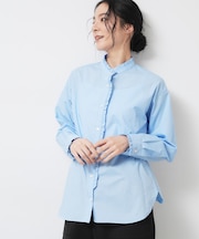 【洗える】フリルネックブラウス