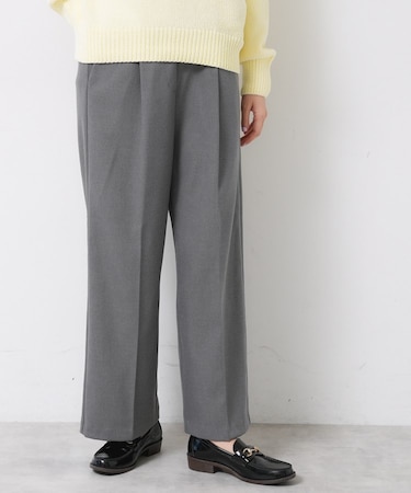 【洗える】裏起毛セミワイドツイルパンツ