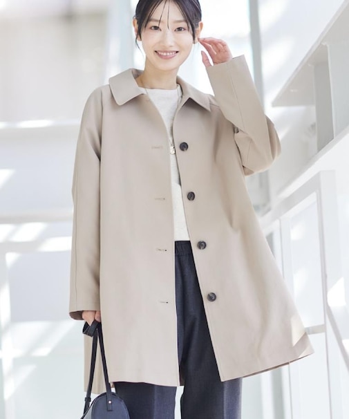 【花粉ガード/撥水加工/洗える】ステンカラースプリングコート