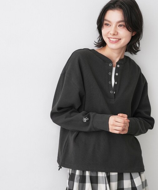 【前後2WAY/洗える】ドロストリブカットソー