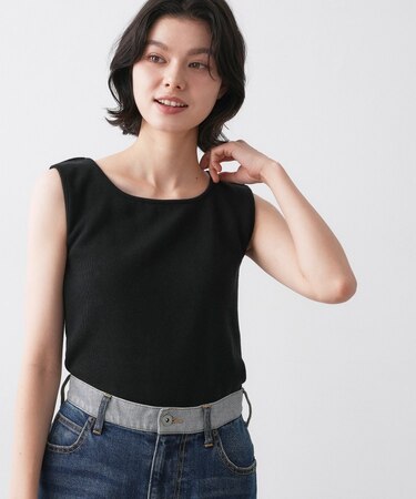 【洗える】リブスクエアタンクトップ