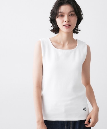 【洗える】リブスクエアタンクトップ