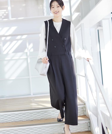 【洗える】セットアップ風ジレオールインワン