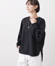 【体型カバー/レイヤード/洗える】ジョーゼットプルオーバーブラウス