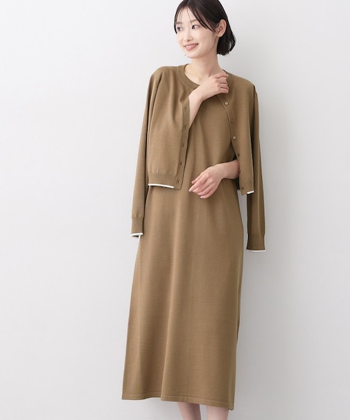 【2点セット・洗える】ニットカーディガン×ノースリーブワンピース