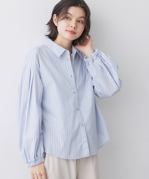 洗える】バルーンスリーブバンドカラーシャツ｜デッサンの通販｜&mall