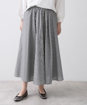 【セットアップ可/洗える】先染めストライプフレアスカート