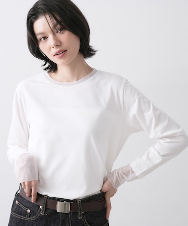 【洗える】シアーチュールポイントカットソー