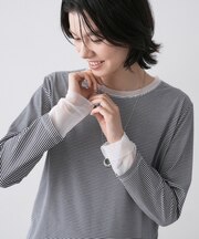 【洗える】シアーチュールポイントカットソー