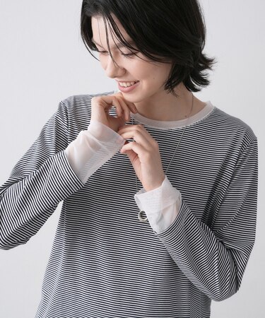 【洗える】シアーチュールポイントカットソー