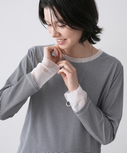 【洗える】シアーチュールポイントカットソー