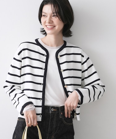 【UVカット/洗える】ジャケットライクニットカーディガン