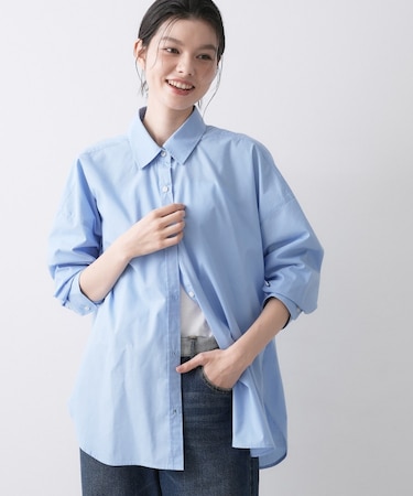 【洗える】バックボタンオーバーシャツ