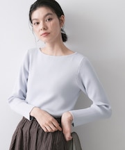 【洗える】ボートネックリブニット