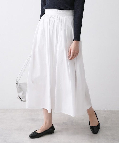 【洗える】タックギャザーフレアスカート