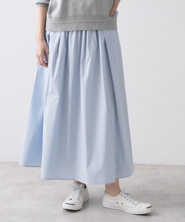 【洗える】タックギャザーフレアスカート