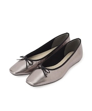 レザー調スクエアトゥ  フラットパンプス