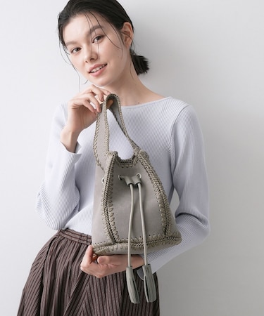 【軽量】スエードライク巾着バケツバッグ