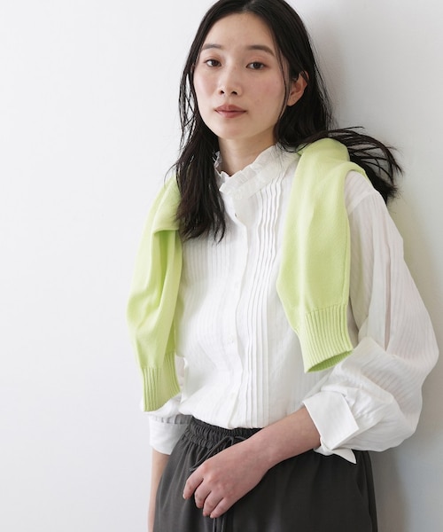 洗える】フリルネックタックブラウス｜デッサンの通販｜&mall（アンド