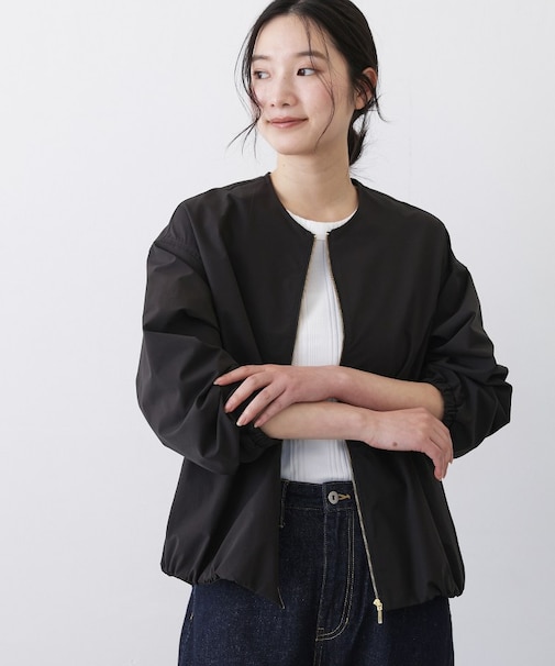 【撥水/洗える】ノーカラーブルゾン