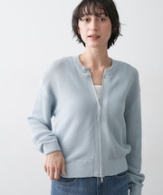 【洗える】コットンメッシュニットカーディガン