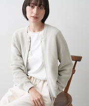 【洗える】コットンメッシュニットカーディガン